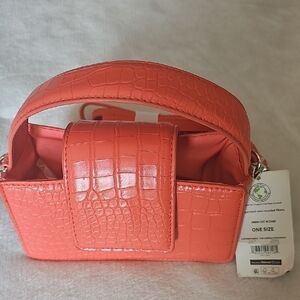 NWT Chic Orange Croc-Embossed Mini Bag